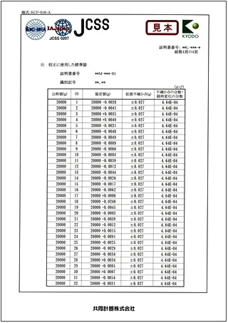 校正証明書｜共同計器株式会社